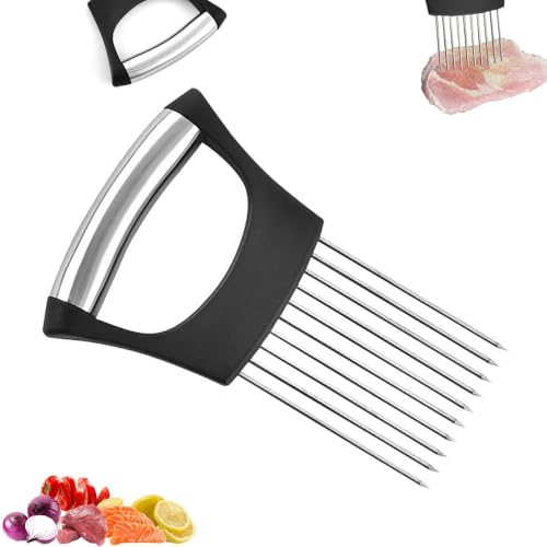 ステンレススチール製オニオンスライサーホルダー - 野菜カッターツール、トマト、レモン、ポテト、ミートチョッパー、キッチンアシスタント(1)