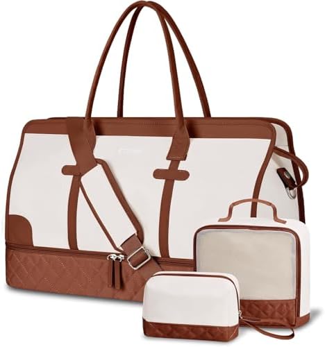 ETRONIK Travel Duffle Bag for Women, Large Weekend Overnight Bags with Wet Pocket & Shoe Compartment, Carry On Holdall Gym Bag with Toiletry Bag
