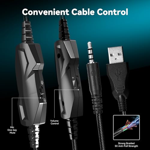 Image of Gaming Headset with Microphone for Pc, Xbox One Series X /s, Ps4, Ps5, Switch, Stereo Wired Noise Cancelling Over-Ear Headphones with Mic, RGB, for Computer, Laptop, Mac, Nintendo (White Black)