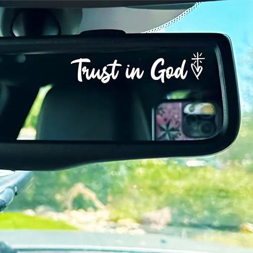 Image of Set 3Pcs Christian Jesus Rearview Mirror Decal, Jesus Car Decals Bible Inspiration Worship Stickers Blessing Decals, Vinyl Waterproof 4x0.9 Inch Sticker for Mom Dad Friend