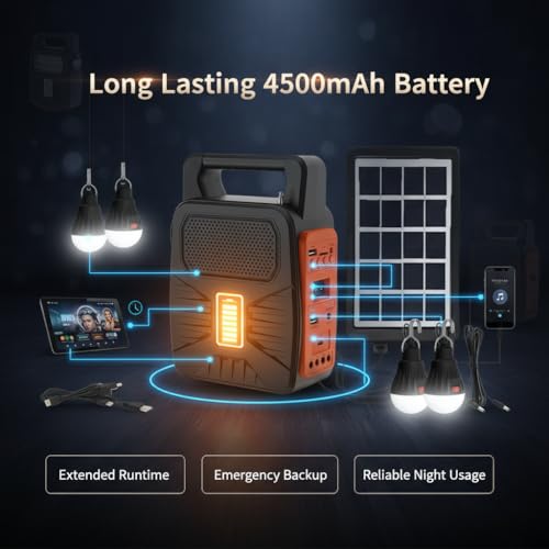 Image of Drumstone 5 𝒀𝒆𝒂𝒓𝒔 𝑾𝒂𝒓𝒓𝒂𝒏𝒕𝒚 Portable Solar Power Station with Rechargeable Battery, LED Lighting & USB Output for Home Camping Travel
