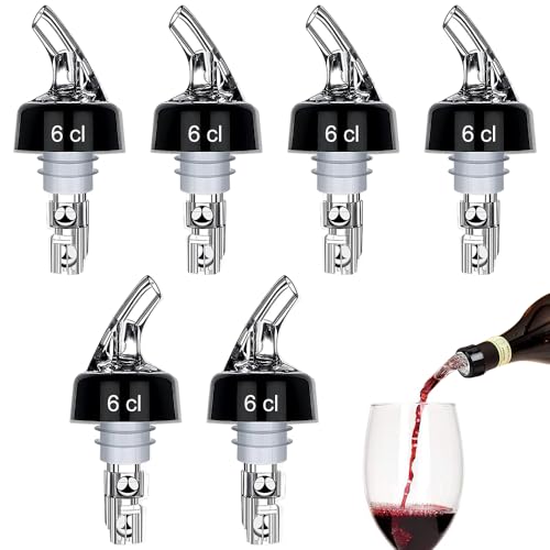 mizikuu 6 Piezas Vertedor para Botellas, 6cl boquillas de Vino de Plastico Medido Caño Automático de Botellas Dispensador Licor Prueba de Fugas Wine Bottle Pourers para Vino, Cóctel, EspírituCónico