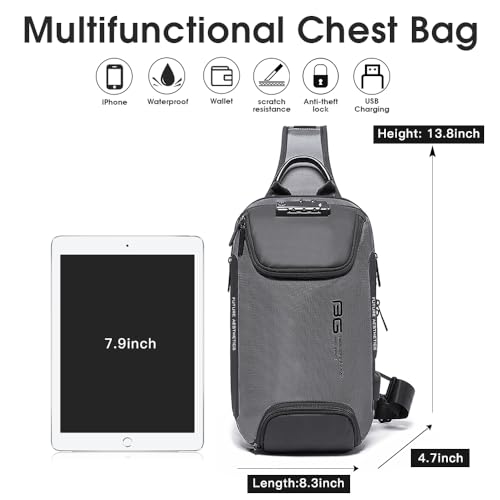 Image of BANGE Men's Sling Backpack - Waterproof Crossbody Bag, Multi-Purpose Shoulder Bag