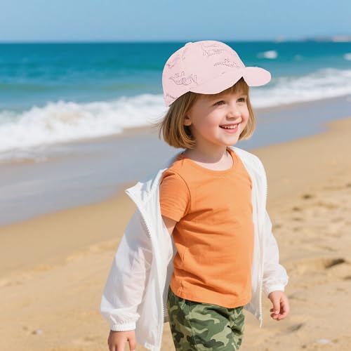 2 Packs Toddler Baseball Hat Baby Baseball Cap Kids Boys Girls Dinosaur Hats Infant Baseball Cap 0-6T Pink Dino&White M2