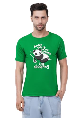 Image of Caseria Men's Cotton Printed T-Shirt -Dreams Keep Sleeping | 100% Cotton | Half Sleeves | Regular Fit | Printed | Round Neck | Graphic T Shirt
