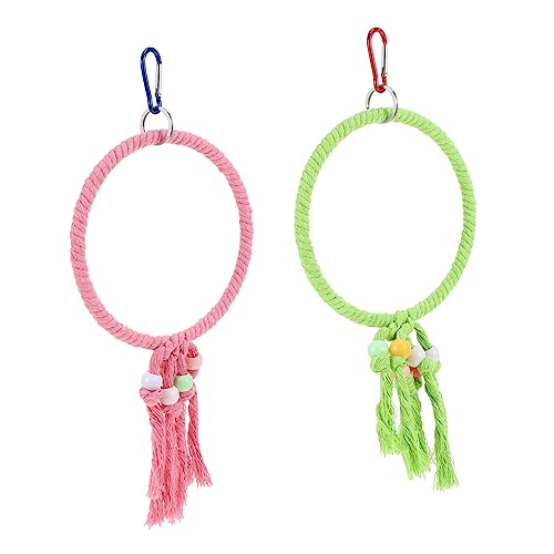 HOLIDYOYO 2pcs Hanging Circle for Birds Parrot Climbing with Chewing Fun Swing for Pet Birds Interactive Play and Exercise Safe Material for Parrots