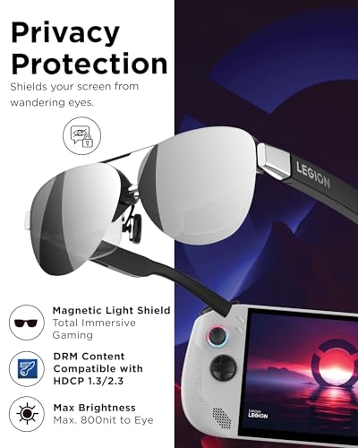 Image of Lenovo Legion Glasses Gen 2 - Micro-OLED Personal Wearable Monitor for Gaming & Movies, FHD 120Hz Plug-and-Play Display Legion Go & USB-C Devices, High-Fidelity Audio & Privacy