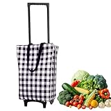 Carrito de la compra de alimentos, de mano plegable con ruedas | Carrito práctico para la compra de alimentos, para lavandería, escaleras, almacenamiento, hogar, viajes, dormitorio, hotel