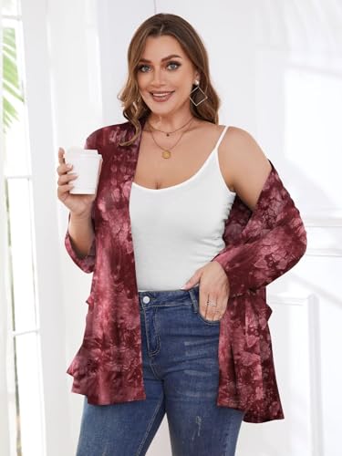 Image of BELAROI Plus Size Lightweight Cardigan Sweaters for Women Casual Open Front 3 /4 Sleeve Cover Up