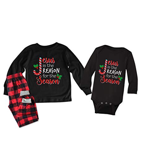 TEEAMORE Matching Christmas for Family Jesus is The Reason for The Season Letter Print3