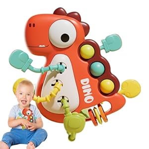 Dinosaur Montessori Toys, Sensory Toys for Babies 6-12-18 Months, Pull String Activity Toy for Early Educational Fine Motor Skills 1 2 3 Year Old Boys Girls Kids Birthday Gifts