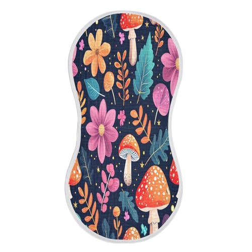 Flowers and Mushrooms Burp Cloths Cotton Baby Washcloths,Large 22x11in Burping Cloth Absorbent and Soft for Newborn Baby Boys and Girls,1 Pack