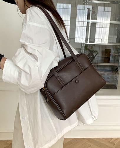 Soft Vegan Leather Shoulder Bags for Women Large Vintage Tote Purse Working Shopping Handbag Underarm Satchels3