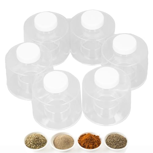 6pcs Spice Containers, Plastic Spice Jars with Sifters Stackable Seasoning Containers Dispenser Travel Seasoning Box Empty Round Spice Bottles Empty Condiment Set for Travel, Camping, Kitchen