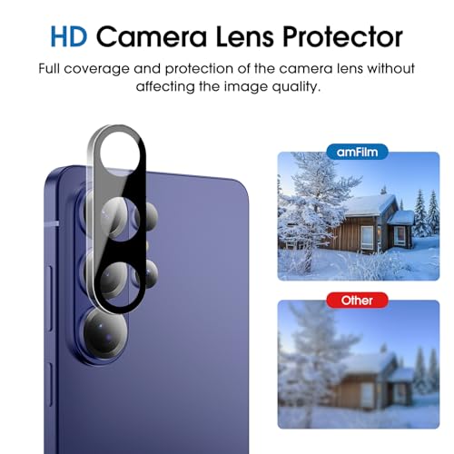 Image of amFilm Auto-Alignment OneTouch for Samsung Galaxy S26 Ultra 6.9'' Privacy Screen Protector + Camera Lens Protector, Tempered Glass, 30 seconds Installation, Bubble Free, Privacy Protection 2+2 Pack