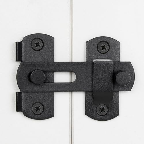 INIRET 2 Packs Barn Door Latches,2.75” x 2.02” Matte Black Stainless Steel barn gate flip Door Latch Bi-fold Door Lock,Sliding Door Antique Lock Gate Latches Wine Cabinet Closet Door Latches - Image 3