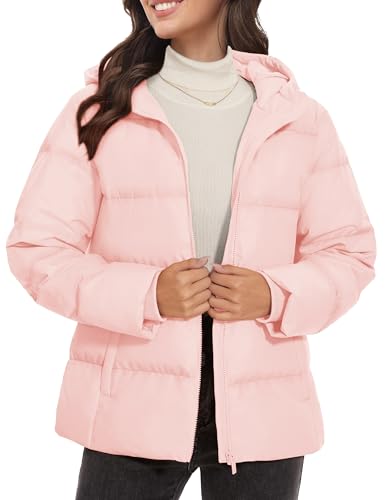 MAGCOMSEN Women's Lightweight Down Jacket with Hood Full-Zip Puffer Jackets