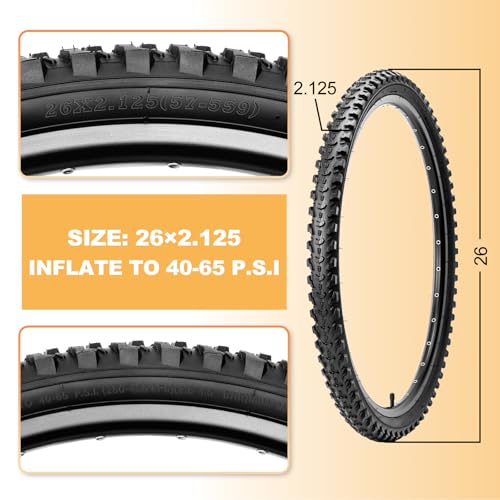 Hycline Mountain Bike Tires Set: 2-Pack 20/24/26×2.125 Inch