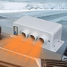 MACHSWON Car Heater, 12V Car Electric Heating Defroster With 3 Air Outlets, 500W-1000W Metal White Car Electric Heater Defroster