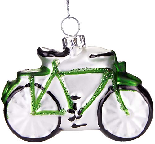BRUBAKER - Suspension pour Sapin de Noël - Bicyclette/Vélo Vert - Boule en Verre Soufflé - Peinte à la Main - Drôle & Originale - Décoration Arbre de Noël - 7,2 cm