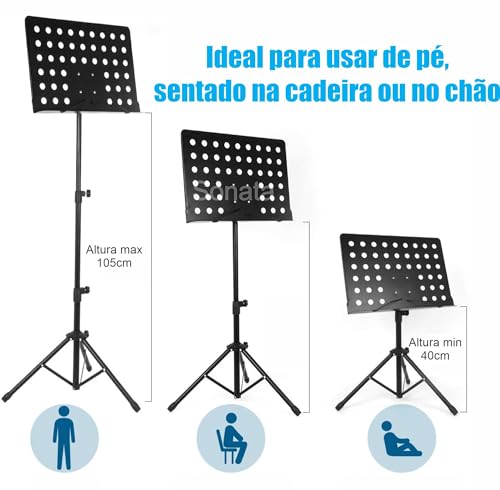 ESTANTE SUPORTE DE PARTITURA REFORÇADO SONATA SP06 CHAPA AÇO