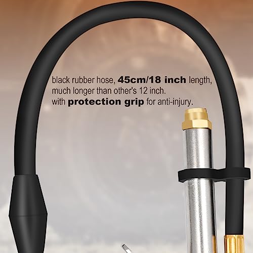 SAFELIFE Heavy Duty Tire Inflator with Pressure Gauge, 120PSI Brass Slide Tire Pressure Gauge 18 Inch Air Hose with Dual Head Air Chuck and Lock On Tire Chuck, Air Compressor Accessory