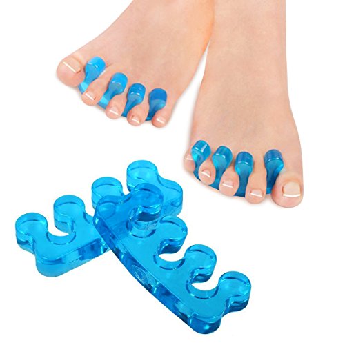 Fypo 1 Par de Gel Separador Dedos del Pie para Hogar Manicura Corrector Juanete Silicona Protector del Dedo para Callo, Hallux Valgus y Alivio Dolor de Yoga y Deporte Azul