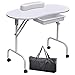 Produktbild HHRWM Tragbare Und Faltbare Maniküre-Tischnägel Spa Beauty Salon Techniker Schreibtisch Workstation Mit Handgelenkkissen/Abschließbarem Rad/Tragetasche 36 Zoll,White