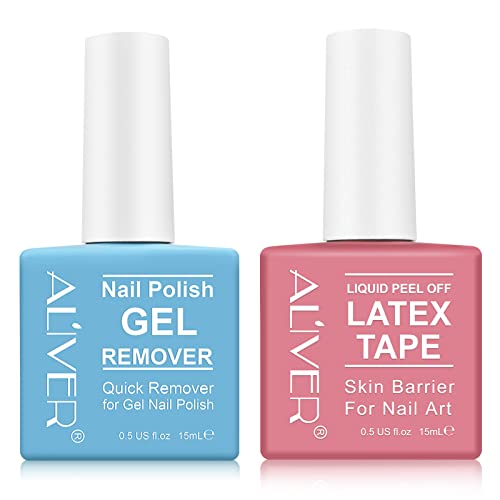 Gel Nail Polish Remover Set, Latex Tape Peel Off Liquid, Removes Soak-Off Gel Polish, Quickly, Clean And Harmless, Easy To Use, Don't Hurt Your Nails - 15Ml #TOP29