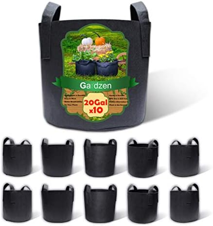 Gardzen 10-Pack 20 Gallon Grow Bags, Aeration Fabric Pots with Handles