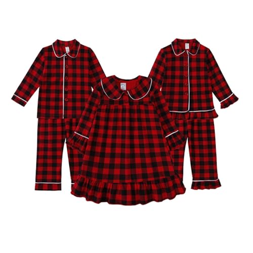 Christmas 𝐏ajamas for Girls Long Sleeve Vintage Plaid N𝐢ghtgowns 𝐏js Cotton Princess Dress Girls Christmas Dress2
