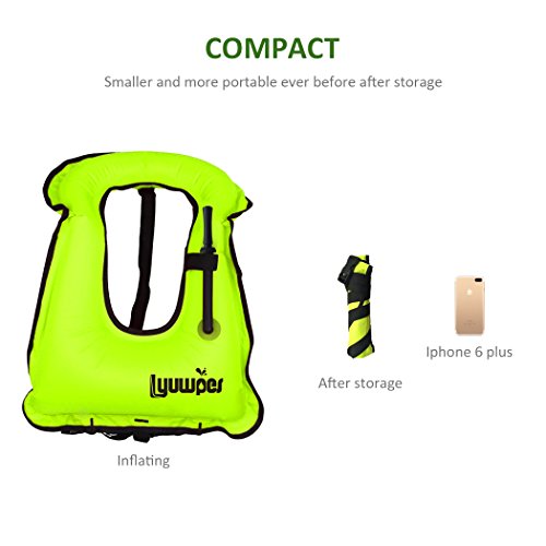 Lyuwpes Inflatable Snorkel Vest Adult Snorkeling Jackets Free Diving Swimming Safety Load Up to 220 Ibs Green by Lyuwpes - Image 5