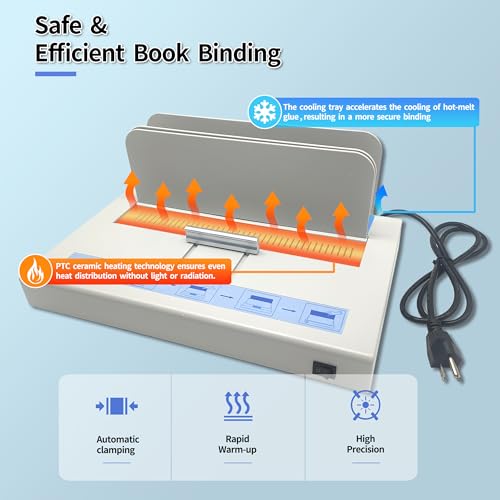 Thermal Binding Machine, 500 Sheets Capacity 50mm Thickness - 110V Hot Melt Binder Compatible with A3(Short Edge)/A4/A5/A6 Documents - Image 4