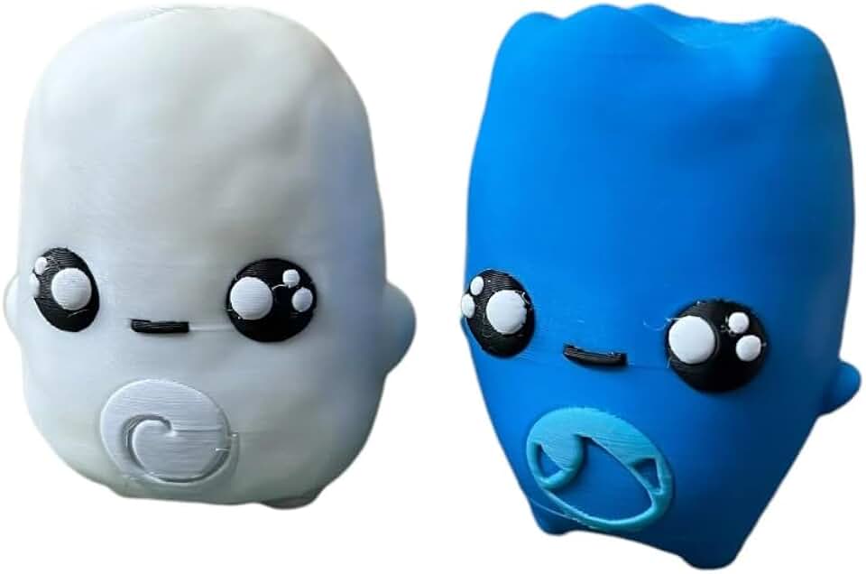 Video Game Inspired Sprite Figures, White and Blue, 2.5 Inch Kawaii Style Collectible Toy Set, Handmade Novelty Gag Gift (Both)