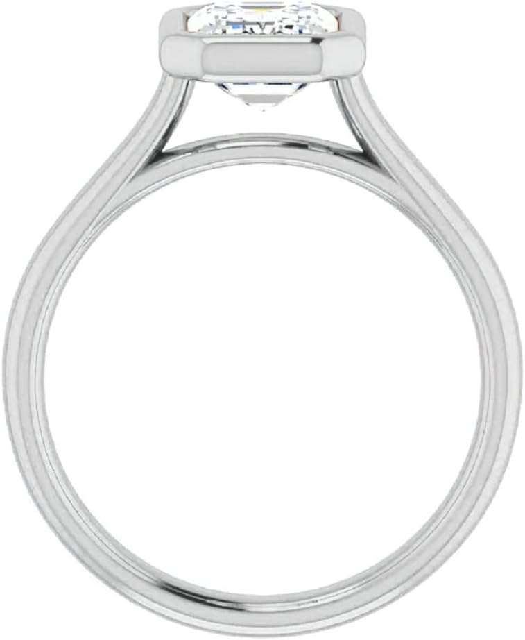 10K Solid White Gold Emerald Cut Moissanite Diamond Solitaire Engagement Ring, 1 CT, Bridal Set Gift For Her (sterling-silver)