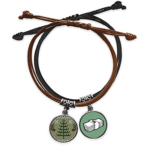 Pulsera de cuero con patrón de reno navideño tejido