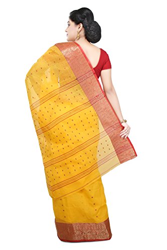WoodenTant Women's Tant Cotton Saree ( WCS25_Yellow) - Image 3