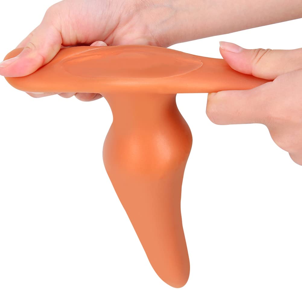 Soft Anal Plugs Masturbator, Liquid Silicone Butt Plug with Safety Base Gold Anal Dildo Vagina Dilator Anal Expander Masturbation Sex Toys for Men and Women ()