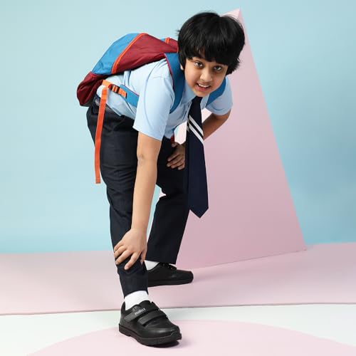 Image of Liberty SCHOOLFUN Unisex School Uniform Shoes | PVC Sole School Shoes for Boys & Girls |Lightweight & Velcro School Shoes for Boys | School Shoes for Kids