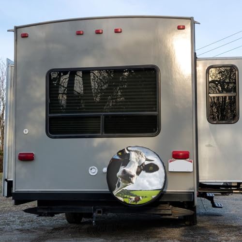 Image of Delerain Cow Spare Tire Covers Waterproof Dust-Proof Spare Wheel Cover Universal Fit for Trailer, RV, SUV, Truck and Many Vehicle (17 Inch for Diameter 31 inch-33 inch)