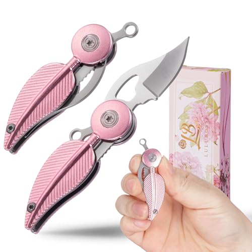 Image of Little World Pink Box Cutter for Women /Girls - Cute Pocket Knife with Keychain, Cute Box Cutter for Women, EDC Keychain Mini Knife, Everyday Carry Utility Tool & Gift (1 Pcs)