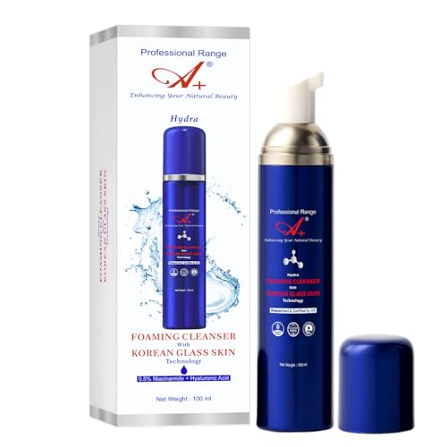 Image of A+ Korean Glass Hydra Foaming Face Cleanser with Rice Water, 0.5% Niacinamide & Hyaluronic Acid | Hydrating, Non‑Comedogenic, Fragrance‑Free Face Wash for Normal & Dry Skin| Men & Women (100 ml)