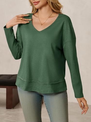Image of Cicy Bell Womens Long Sleeve T Shirts V Neck Casual Flowy Tops Fall Fashion Loose Fit Basic Tees
