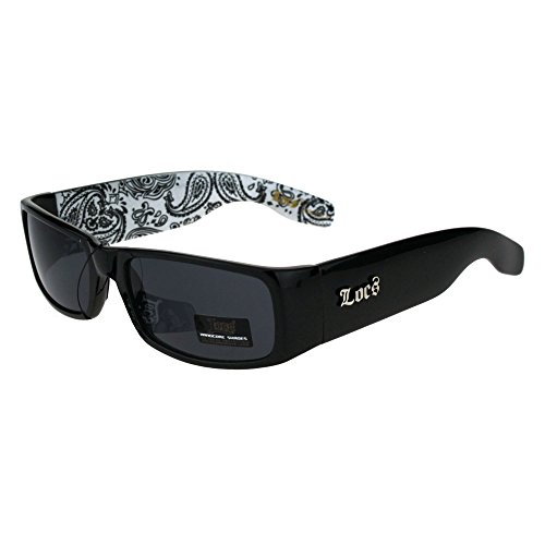 Locs Sunglasses Mens Black Rectangular Frame Paisley Bandanna Print