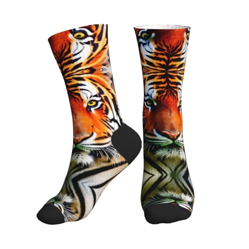 Tiger Stripes Orange Pattern Crew Socks Moisture Wicking Sport Socks Breathable Training Athletic Socks Unisex