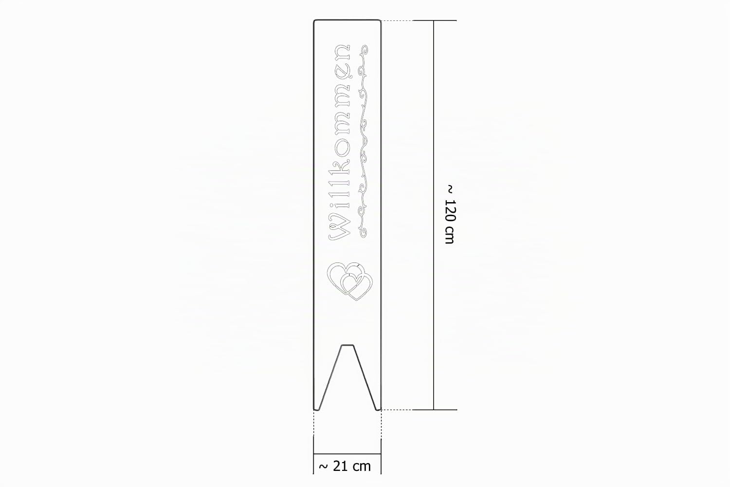 teileplus24 GS01-DH-1 Willkommen Gartenstecker Gartenschild | Schwarz Garten Deko | 3D Abkantung | 120cm x 21cm