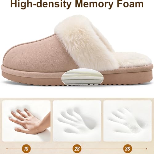 Image of Litfun Women's Fuzzy Memory Foam Slippers Fluffy Winter House Shoes Indoor and Outdoor