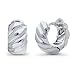 BERRICLE Rhodium Plated Sterling Silver Cable Small Fashion Hoop Huggie Earrings 0.5"