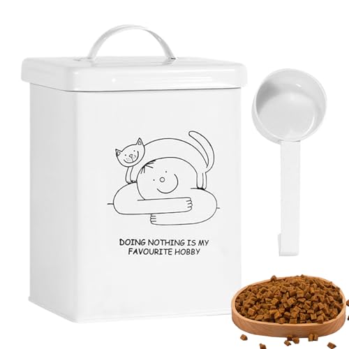 Cestino per alimenti per gatti - Snack per animali domestici 5L, grande contenitore | Porta ermetica con coperchio e cucchiaio per pasti igienici freschi, maniglia portatile maniglia di crocchette a s