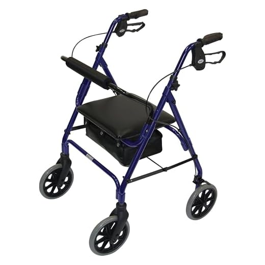 Days Lightweight Aluminum Rollator, Adjustable Rolling Walker with Seat for Elderly, Disabled, Limited Mobility Patients, Walking Stabilizer with Four Wheels, 364 lb. Weight Capacity